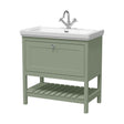 [BFRY827A] Balterley Rye Traditional Bathroom 1 Soft Close Drawer Floor Standing Vanity Unit Basin, Fern Green, 830mm - Cutout