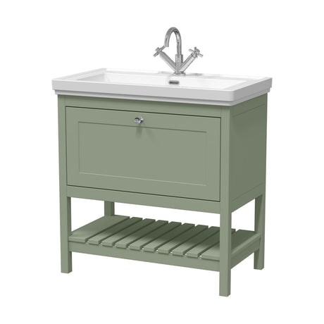 [BFRY827A] Coppenhall Traditional 1 Drawer Floor Standing Vanity Unit with Basin, Choice of Size and Colour - Cutout