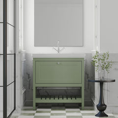 [BFRY827A] Balterley Rye Traditional Bathroom 1 Soft Close Drawer Floor Standing Vanity Unit Basin, Fern Green, 830mm - Lifestyle 1