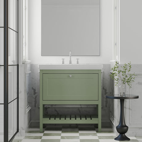 [BFRY827B] Balterley Rye Traditional Bathroom 1 Soft Close Drawer Floor Standing Vanity Unit Basin, Fern Green, 830mm - Lifestyle 1