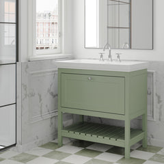 [BFRY827B] Balterley Rye Traditional Bathroom 1 Soft Close Drawer Floor Standing Vanity Unit Basin, Fern Green, 830mm - Lifestyle 3