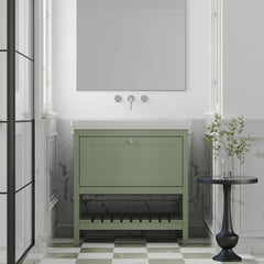 [BFRY827H] Coppenhall Traditional 1 Drawer Floor Standing Vanity Basin Unit with 0 Tap Hole Fireclay Basin, Choice of Size and Colour