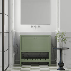 [BFRY827H] Balterley Rye Traditional Bathroom 1 Soft Close Drawer Floor Standing Vanity Unit Basin, Fern Green, 830mm - Lifestyle 1