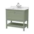 [BFRY827WS1] Balterley Rye Traditional Bathroom 1 Soft Close Drawer Floor Standing Vanity Unit Marble Top Basin, Fern Green/White, 820mm - Cutout