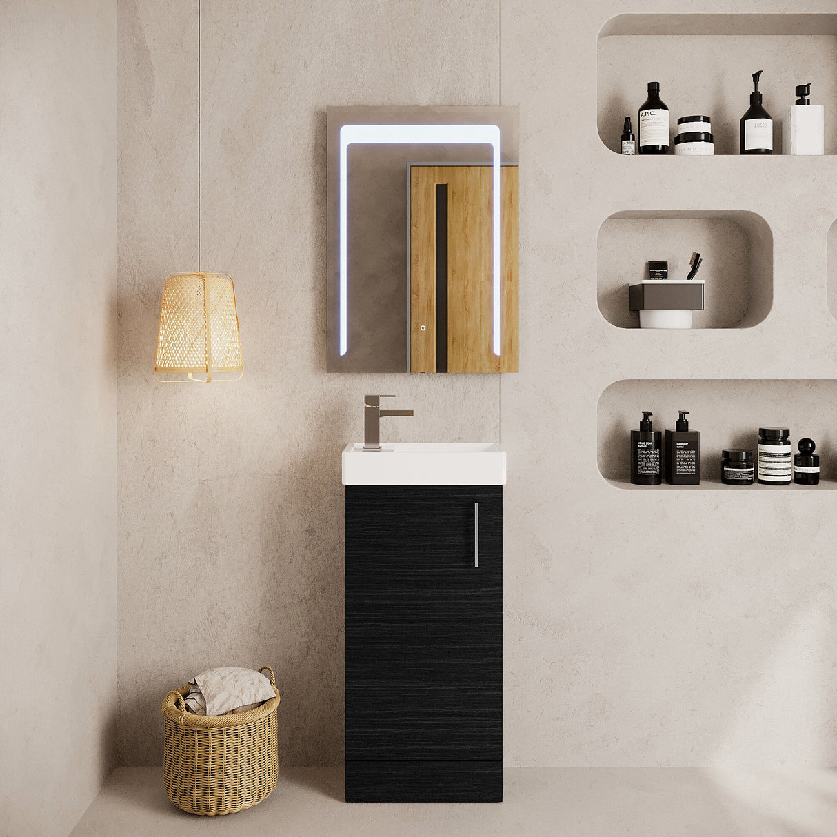 [BFSA004] Freehay Compact Cloakroom Vanity Basin Unit, 400mm - Choice of Mount Type, Colour and Handle Finish - Lifestyle 1