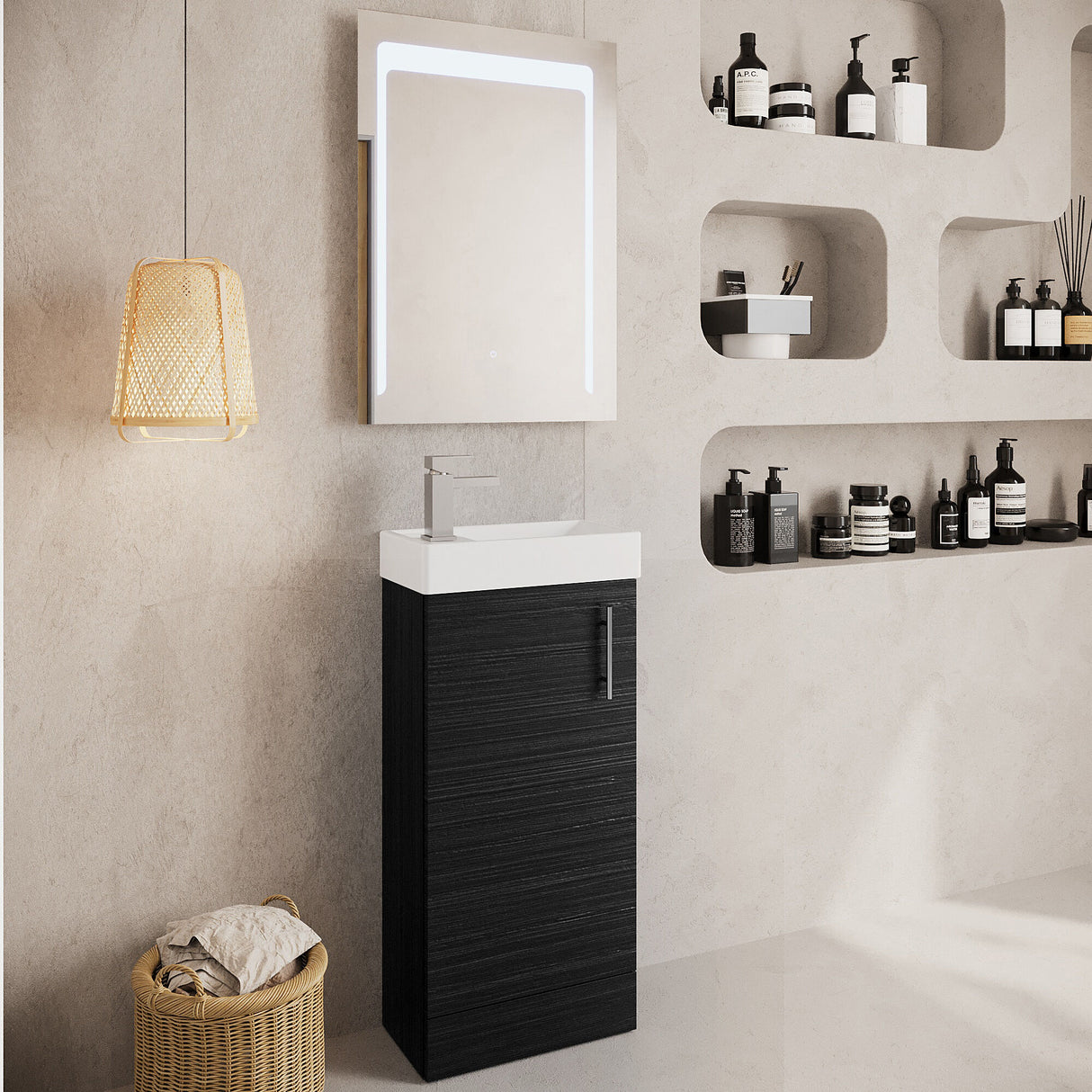 [BFSA004] Freehay Compact Cloakroom Vanity Basin Unit, 400mm - Choice of Mount Type, Colour and Handle Finish - Lifestyle 3