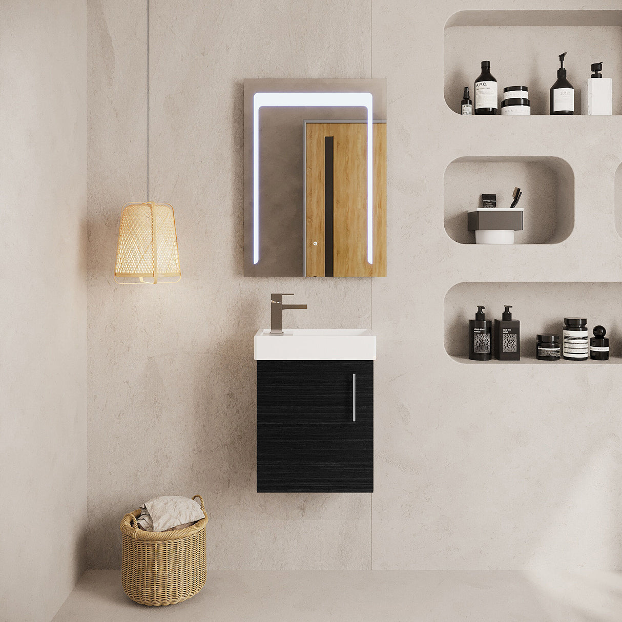 [BFSA010] Freehay Compact Cloakroom Vanity Basin Unit, 400mm - Choice of Mount Type, Colour and Handle Finish - Lifestyle 1