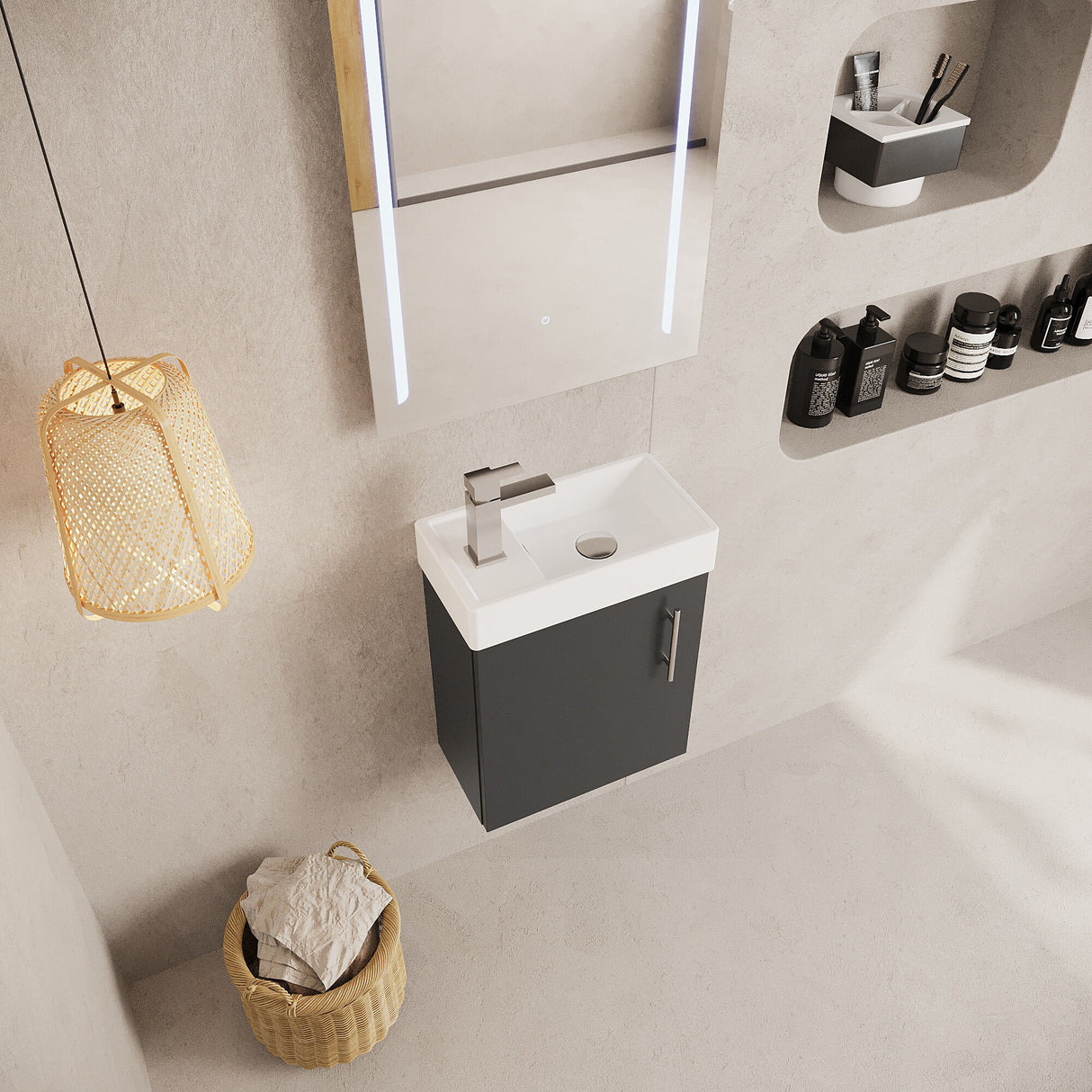 [BFSA013] Freehay Compact Cloakroom Vanity Basin Unit, 400mm - Choice of Mount Type, Colour and Handle Finish - Lifestyle 2