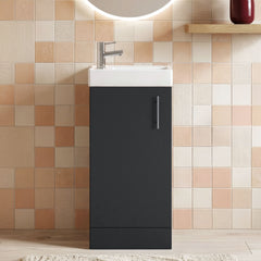 [BFSA024] Freehay Compact Cloakroom Vanity Basin Unit, 400mm - Choice of Mount Type, Colour and Handle Finish - Silo