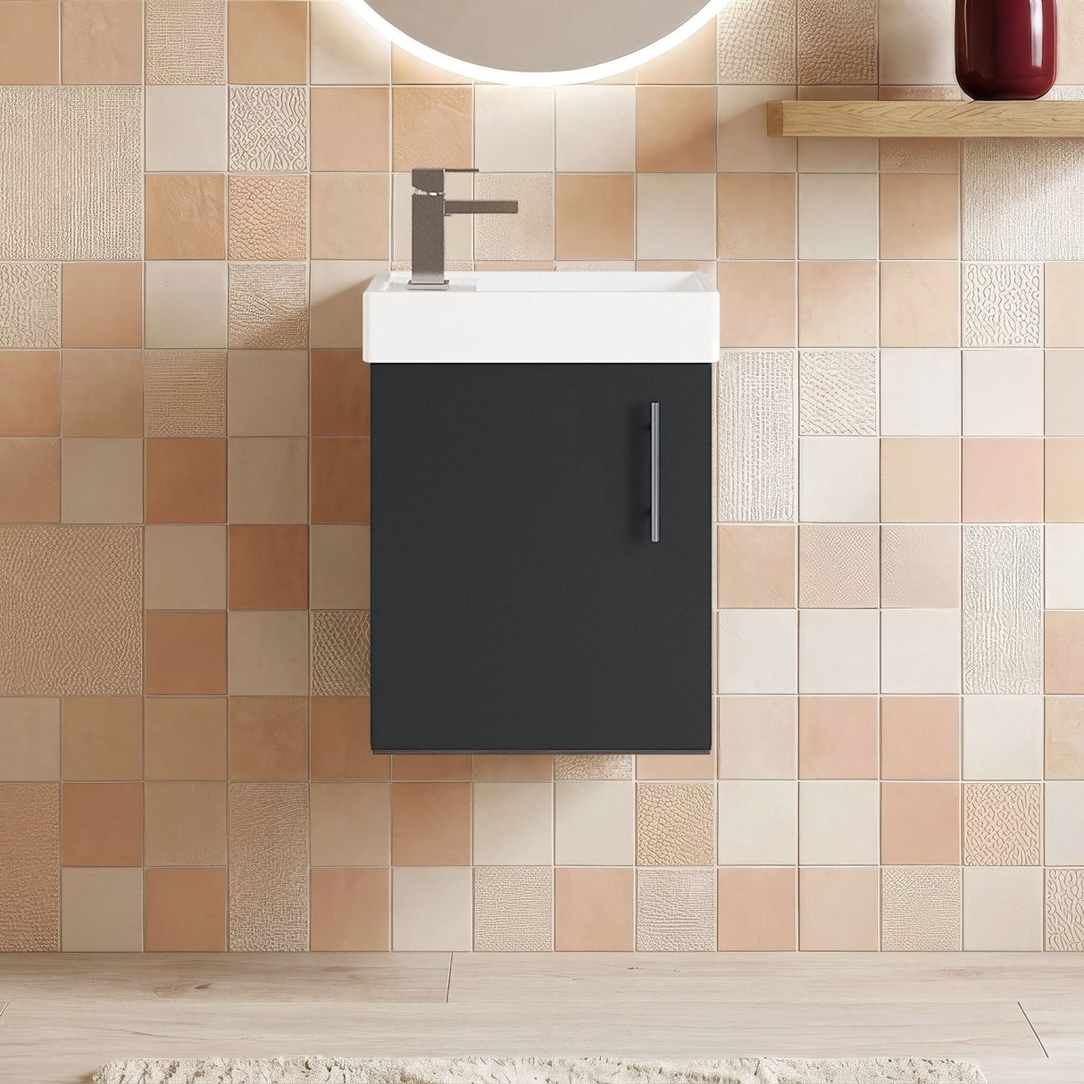 [BFSA025] Freehay Compact Cloakroom Vanity Basin Unit, 400mm - Choice of Mount Type, Colour and Handle Finish - Silo
