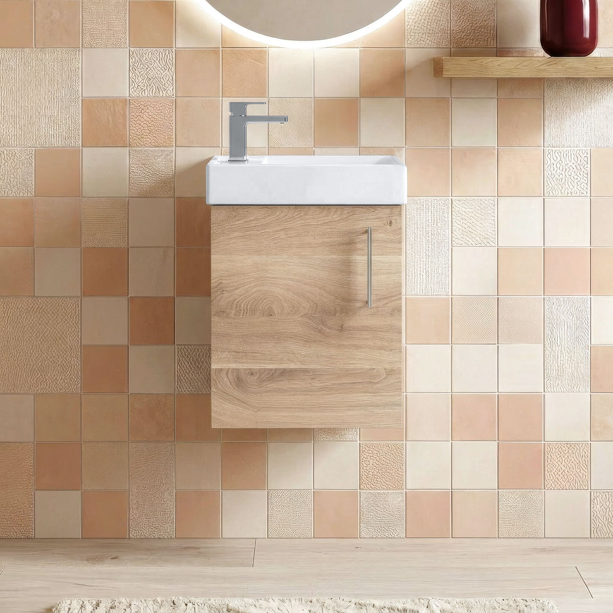 [BFSA031] Freehay Compact Cloakroom Vanity Basin Unit, 400mm - Choice of Mount Type, Colour and Handle Finish - Silo