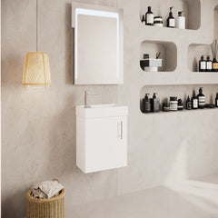 [BFSA182] Cloakroom Wall Hung 1 Door Vanity Unit with Basin, 400mm - Gloss White - Lifestyle 3