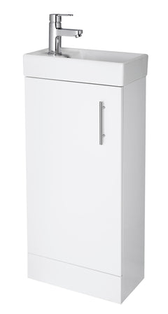 [BFSA192] Freehay 400mm Floor Standing Bathroom Vanity & Basin - Chrome Handle - Gloss White - Cutout