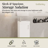 400mm Striking Floor Standing Bathroom Vanity & Basin – Chrome Handle – Gloss White