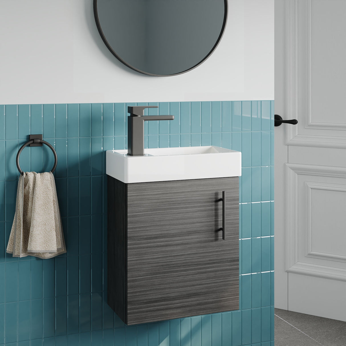 [BFSAH0992] Freehay Compact Cloakroom Vanity Basin Unit, 400mm - Choice of Mount Type, Colour and Handle Finish - Lifestyle 3