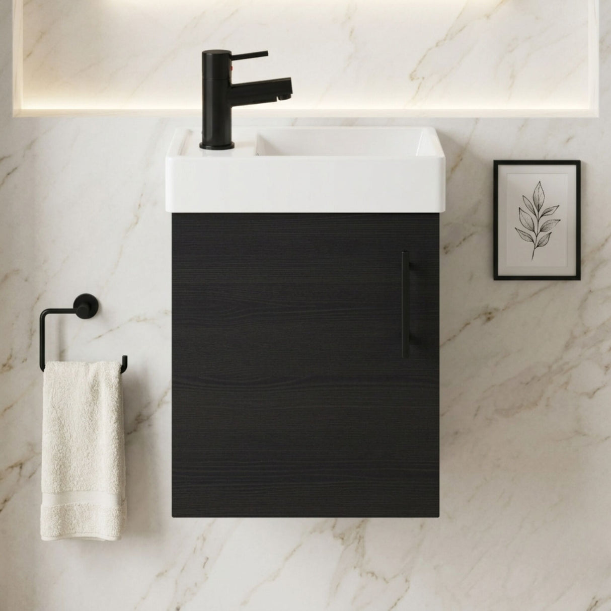 [BFSAH1092] Freehay Compact Cloakroom Vanity Basin Unit, 400mm - Choice of Mount Type, Colour and Handle Finish - Silo
