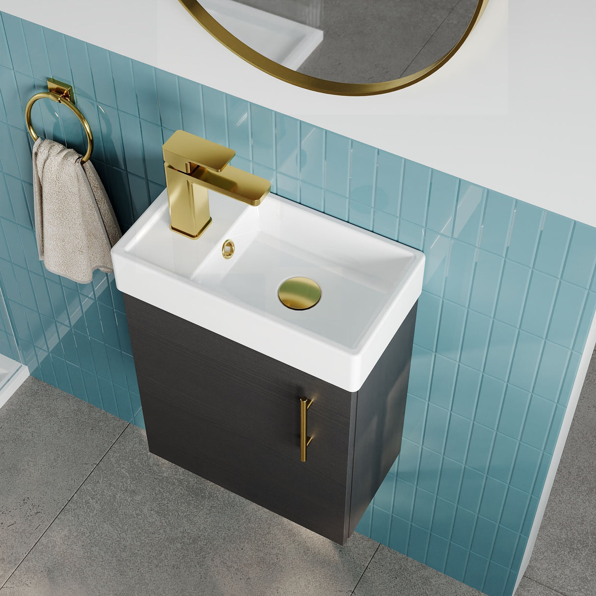[BFSAH1093] Freehay Compact Cloakroom Vanity Basin Unit, 400mm - Choice of Mount Type, Colour and Handle Finish - Lifestyle 2