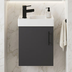 [BFSAH1392] Freehay Compact Cloakroom Vanity Basin Unit, 400mm - Choice of Mount Type, Colour and Handle Finish - Silo