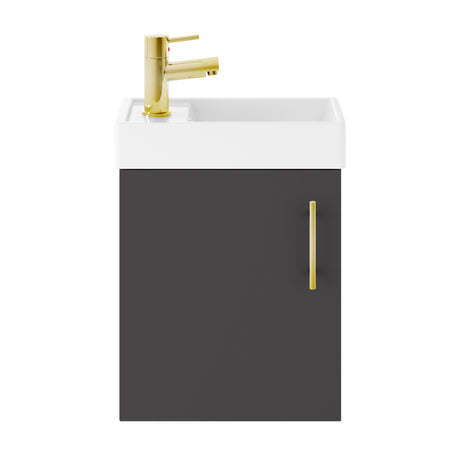 Compact Cloakroom Vanity Basin Unit, 400mm - Choice of Mount Type, Colour and Handle Finish