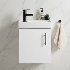 [BFSAH1892] Freehay Compact Cloakroom Vanity Basin Unit, 400mm - Choice of Mount Type, Colour and Handle Finish - Silo