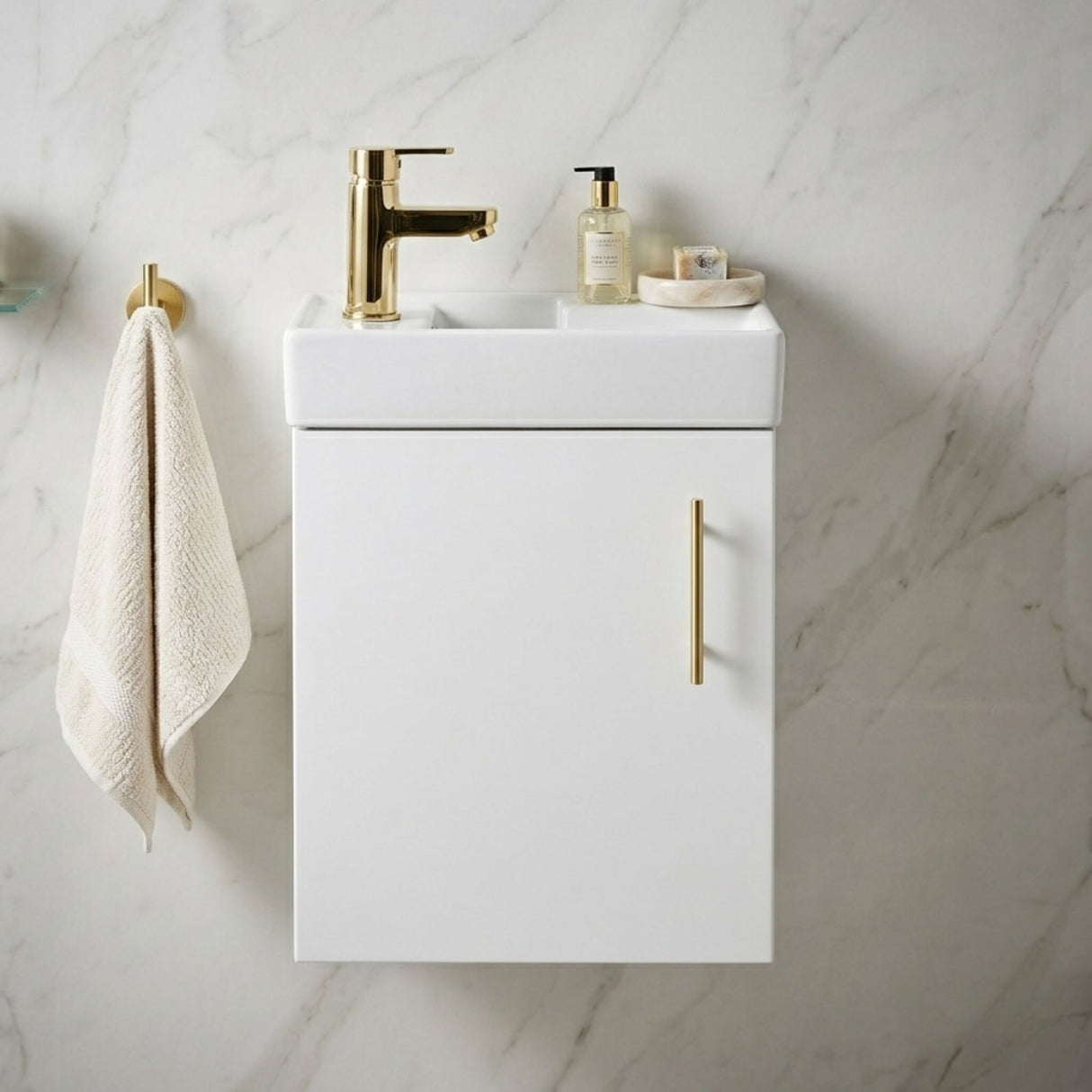 [BFSAH1893] Freehay Compact Cloakroom Vanity Basin Unit, 400mm - Choice of Mount Type, Colour and Handle Finish - Silo