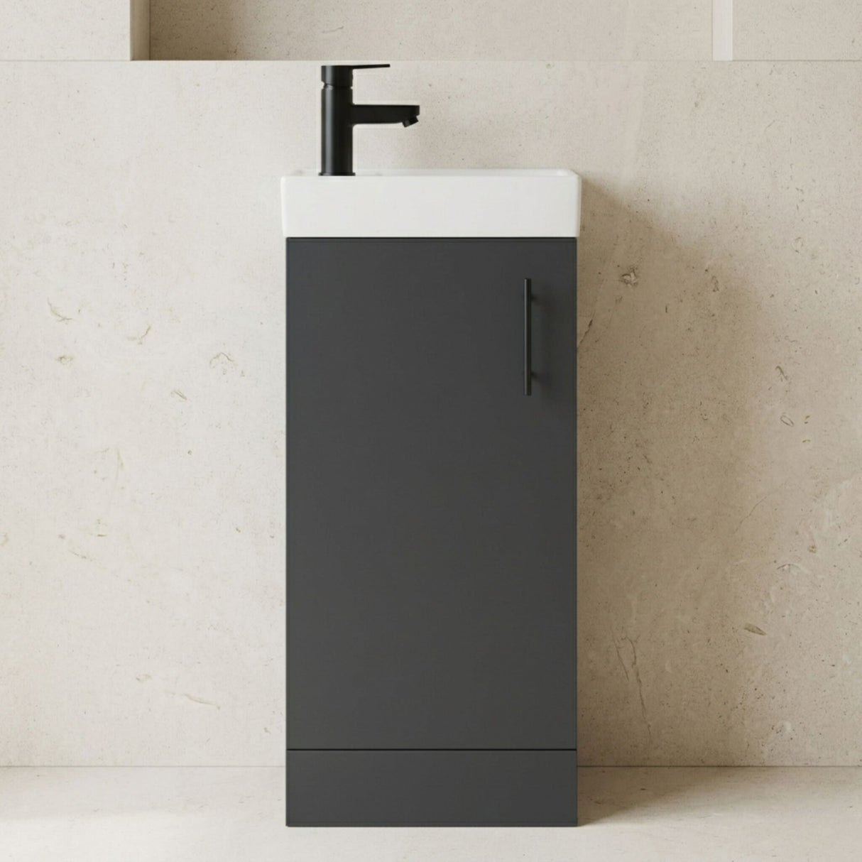 [BFSAH2492] Freehay Compact Cloakroom Vanity Basin Unit, 400mm - Choice of Mount Type, Colour and Handle Finish - Silo