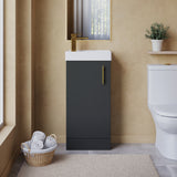Compact Cloakroom Vanity Basin Unit, 400mm - Choice of Mount Type, Colour and Handle Finish