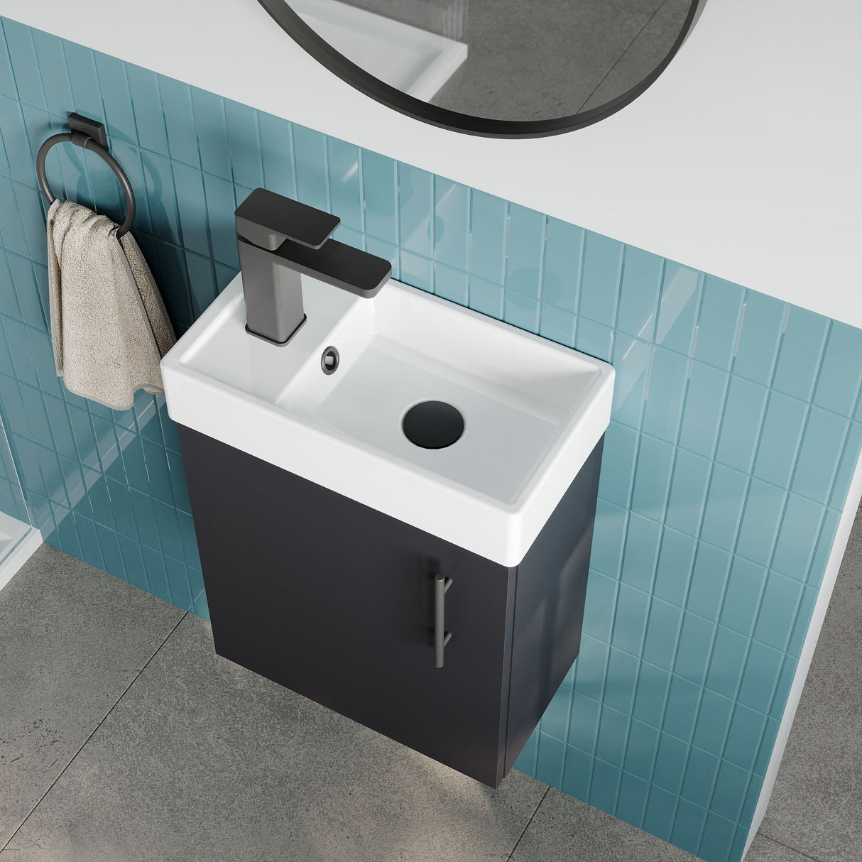 [BFSAH2592] Freehay Compact Cloakroom Vanity Basin Unit, 400mm - Choice of Mount Type, Colour and Handle Finish - Lifestyle 2