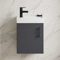 [BFSAH2592] Freehay Compact Cloakroom Vanity Basin Unit, 400mm - Choice of Mount Type, Colour and Handle Finish - Silo