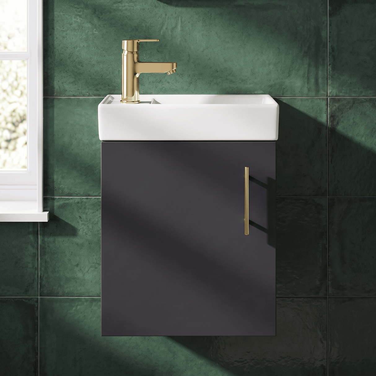 [BFSAH2593] Freehay Compact Cloakroom Vanity Basin Unit, 400mm - Choice of Mount Type, Colour and Handle Finish - Silo