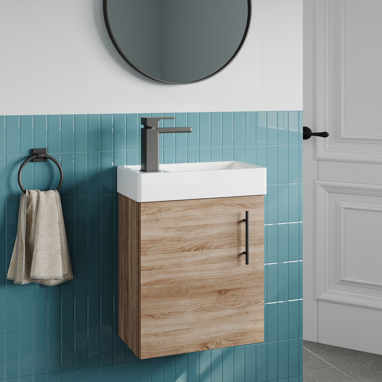 [BFSAH3192] Freehay Compact Cloakroom Vanity Basin Unit, 400mm - Choice of Mount Type, Colour and Handle Finish - Lifestyle 3