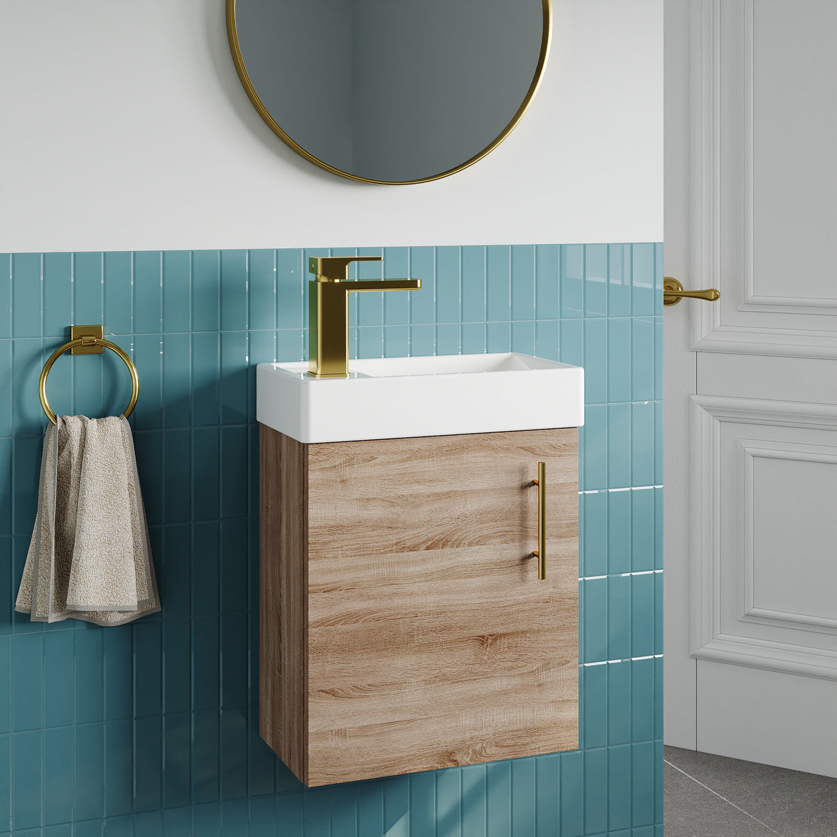 [BFSAH3193] Freehay Compact Cloakroom Vanity Basin Unit, 400mm - Choice of Mount Type, Colour and Handle Finish - Lifestyle 3