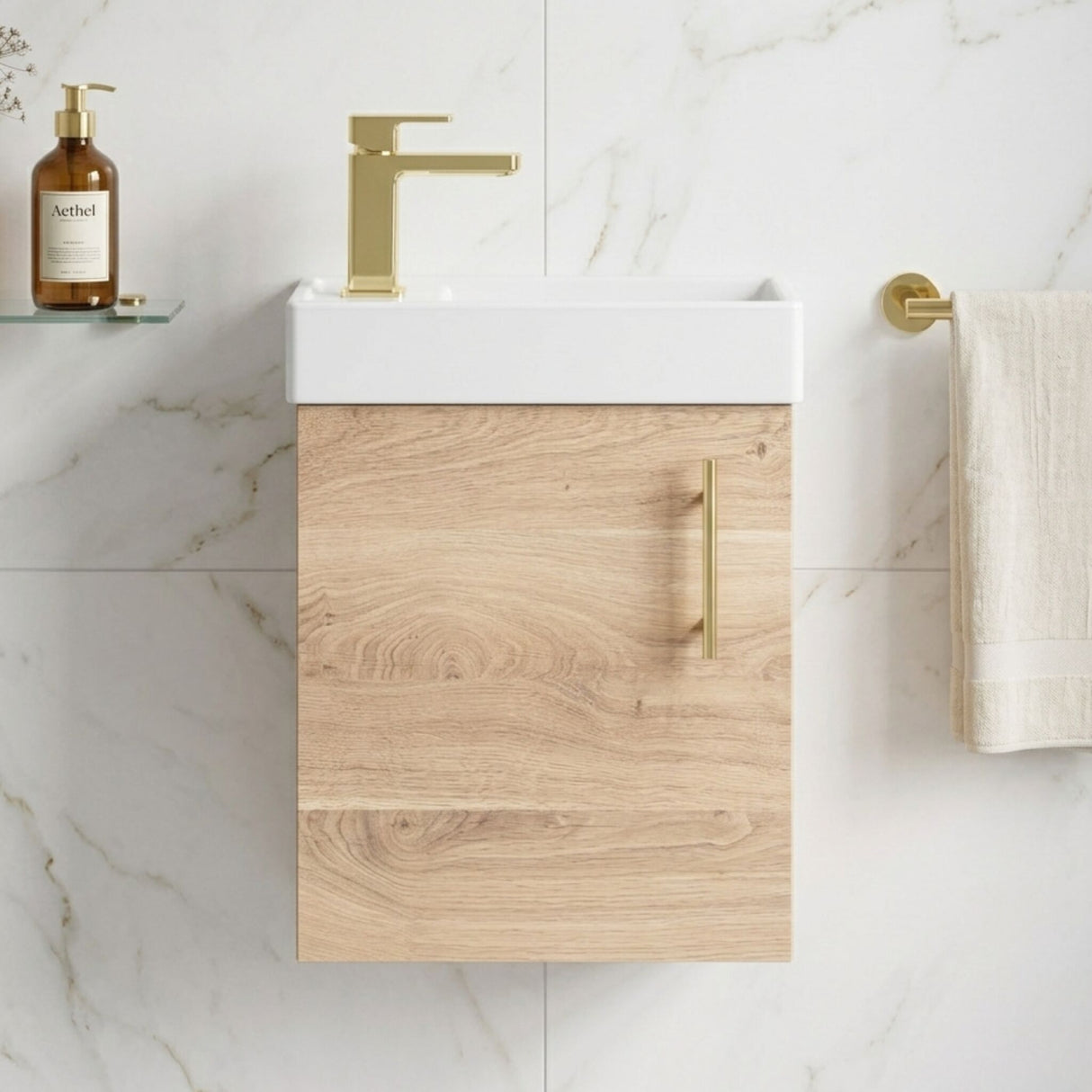 [BFSAH3193] Freehay Compact Cloakroom Vanity Basin Unit, 400mm - Choice of Mount Type, Colour and Handle Finish - Silo