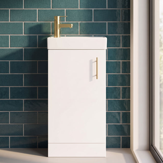 [BFSAH9293] Freehay Compact Cloakroom Vanity Basin Unit, 400mm - Choice of Mount Type, Colour and Handle Finish - Silo