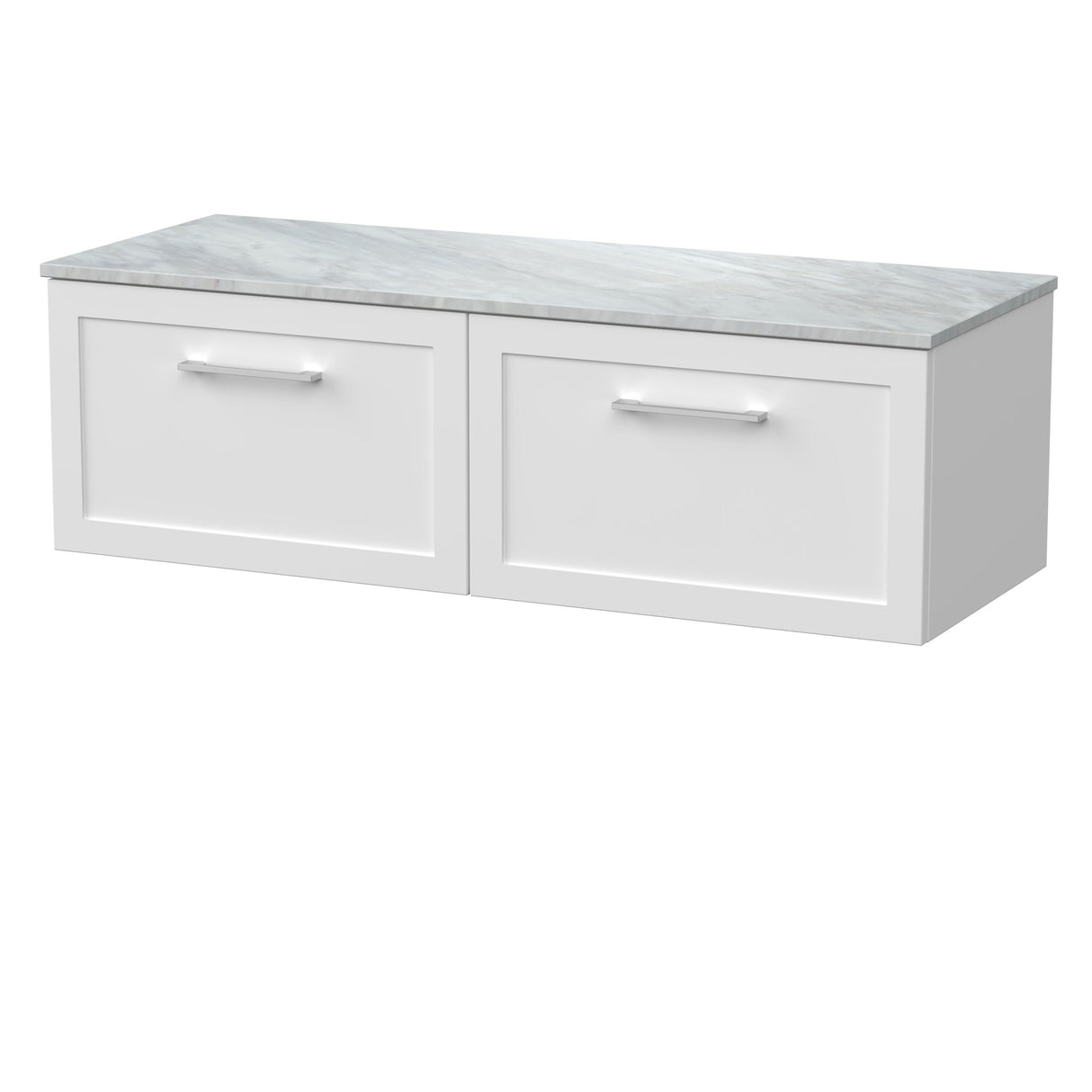 [BFSH122GMT2] Stonnall Traditional Wall Hung 2 Drawer 1200mm Vanity Unit with Grey Marble Top - Choice of Colour - Cutout