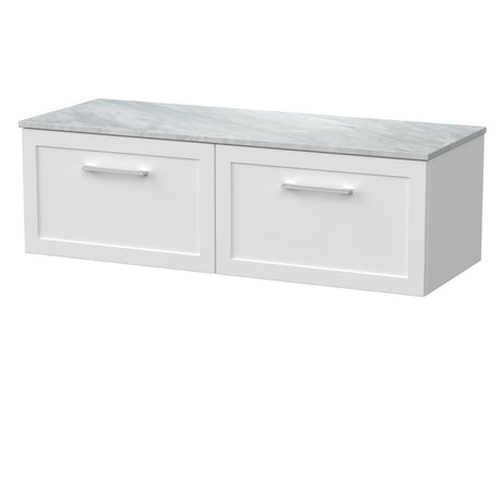 [BFSH122GMT2] Stonnall Traditional Wall Hung 2 Drawer 1200mm Vanity Unit with Grey Marble Top - Choice of Colour - Cutout