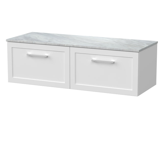 [BFSH122GMT2] Stonnall Traditional Wall Hung 2 Drawer 1200mm Vanity Unit with Grey Marble Top - Choice of Colour - Cutout
