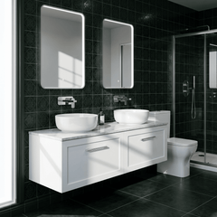 [BFSH122GMT2] Stonnall Traditional Wall Hung 2 Drawer 1200mm Vanity Unit with Grey Marble Top - Choice of Colour - Lifestyle 2