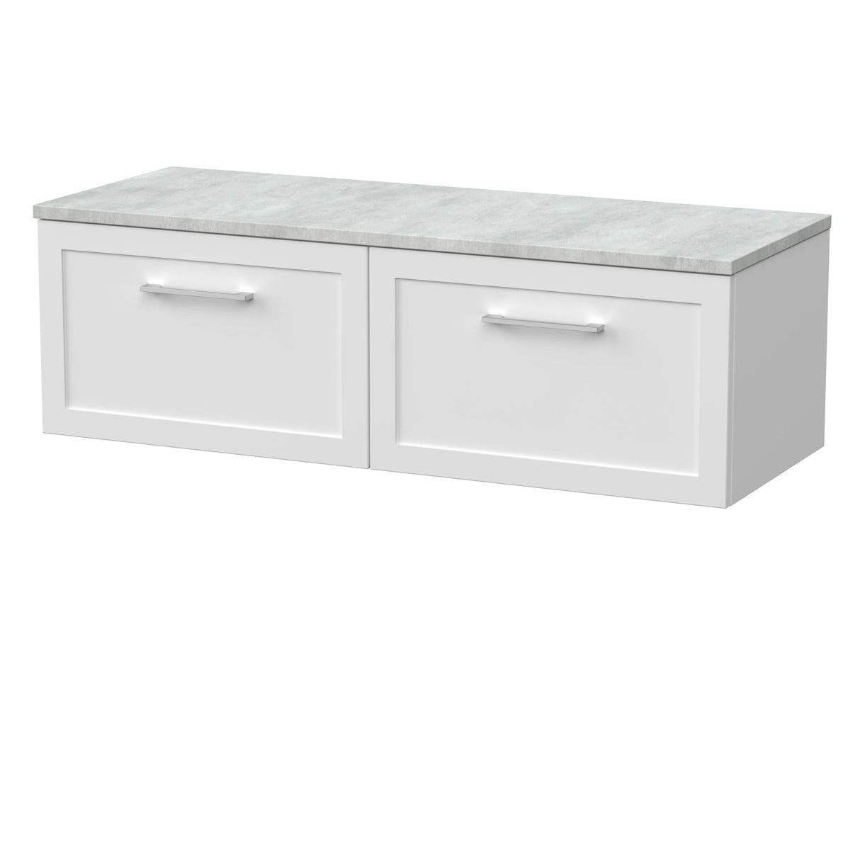 [BFSH122LBG2] Stonnall Traditional Wall Hung 2 Drawer 1200mm Vanity Unit with Bellato Grey Laminate Worktop - Choice of Colour - Cutout