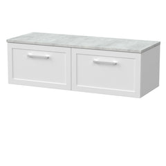 [BFSH122LBG2] Stonnall Traditional Wall Hung 2 Drawer 1200mm Vanity Unit with Bellato Grey Laminate Worktop - Choice of Colour - Cutout