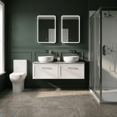 [BFSH122LBG2] Stonnall Traditional Wall Hung 2 Drawer 1200mm Vanity Unit with Bellato Grey Laminate Worktop - Choice of Colour - Lifestyle 3