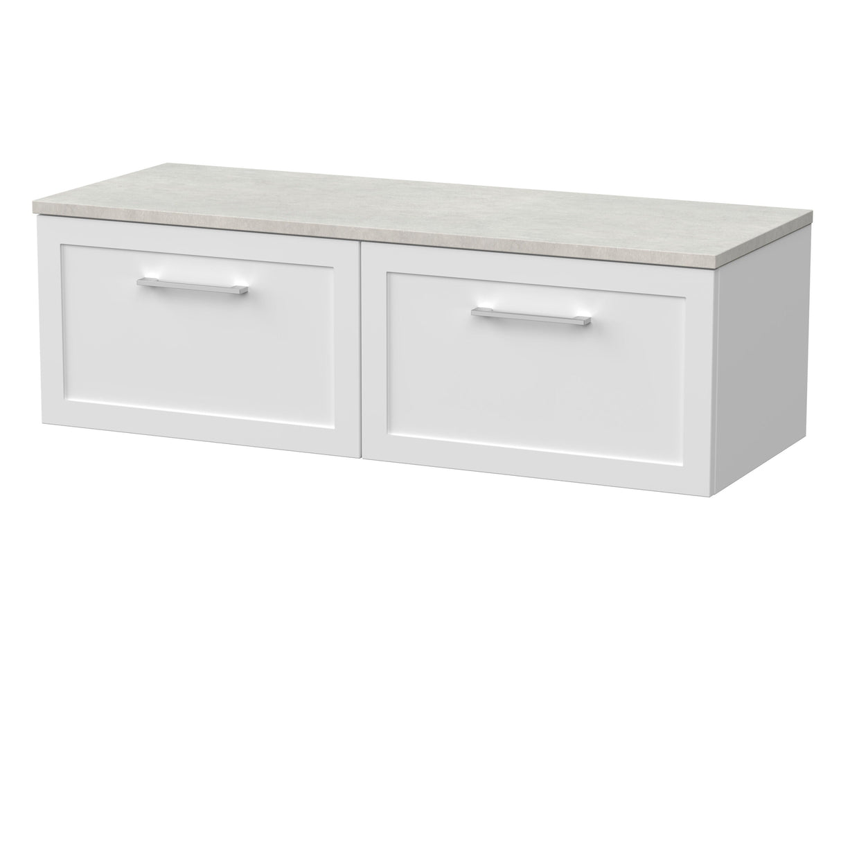 [BFSH122LSWG2] Stonnall Traditional Wall Hung 2 Drawer 1200mm Vanity Unit with White Sparkle Laminate Worktop - Choice of Colour - Cutout