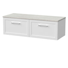 [BFSH122LSWG2] Stonnall Traditional Wall Hung 2 Drawer 1200mm Vanity Unit with White Sparkle Laminate Worktop - Choice of Colour - Cutout