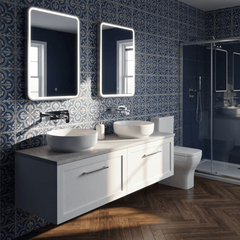 [BFSH122LSWG2] Stonnall Traditional Wall Hung 2 Drawer 1200mm Vanity Unit with White Sparkle Laminate Worktop - Choice of Colour - Lifestyle 3