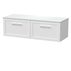 [BFSH122WMT2] Stonnall Traditional Wall Hung 2 Drawer 1200mm Vanity Unit with White Marble Top - Choice of Colour - Cutout