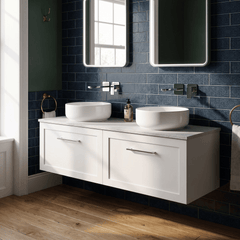 [BFSH122WMT2] Stonnall Traditional Wall Hung 2 Drawer 1200mm Vanity Unit with White Marble Top - Choice of Colour - Lifestyle 2