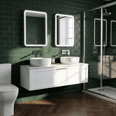 [BFSH122WMT2] Stonnall Traditional Wall Hung 2 Drawer 1200mm Vanity Unit with White Marble Top - Choice of Colour - Lifestyle 3