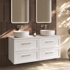 [BFSH124CMT2] Stonnall Traditional Wall Hung 4 Drawer 1200mm Vanity Unit with Carrera Marble Top - Choice of Colour - Lifestyle 2