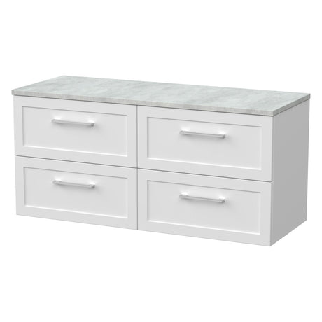 [BFSH124LBG2] Stonnall Traditional Wall Hung 4 Drawer 1200mm Vanity Unit with Bellato Grey Laminate Worktop - Choice of Colour - Cutout