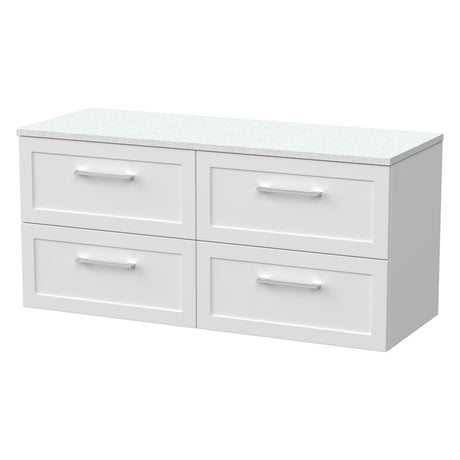 [BFSH124LWN2] Stonnall Traditional Wall Hung 4 Drawer 1200mm Vanity Unit with White Nebula Laminate Worktop - Choice of Colour - Cutout